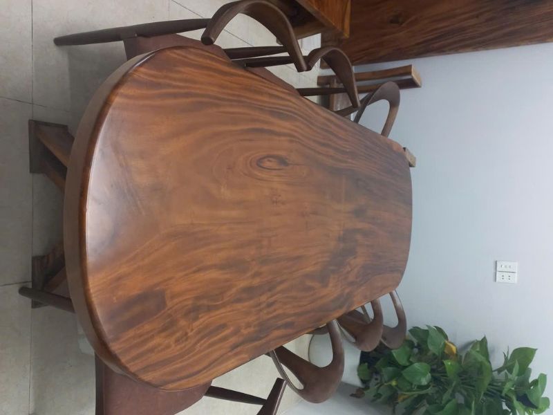 Bàn ăn oval gỗ me tây 6 ghế Bàn ăn oval gỗ me tây 6 ghế