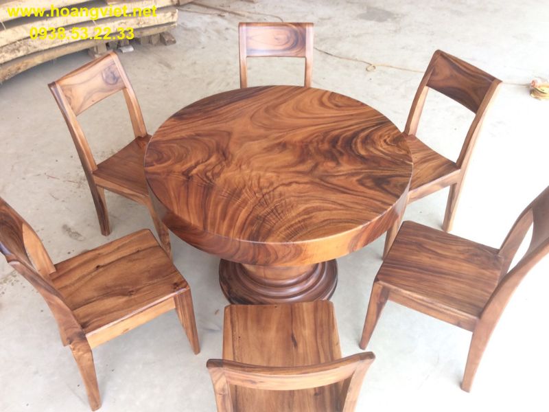 Bàn ăn tròn 6 ghế gỗ me tây đẹp Bàn ăn tròn 6 ghế gỗ me tây đẹp