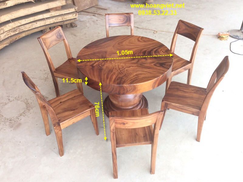 Kích thước bàn ăn tròn 6 ghế gỗ me tây Kích thước bàn ăn tròn 6 ghế gỗ me tây