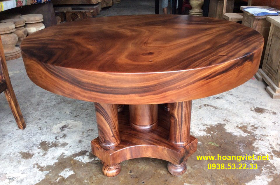 Chân bàn tròn gỗ nguyên khối