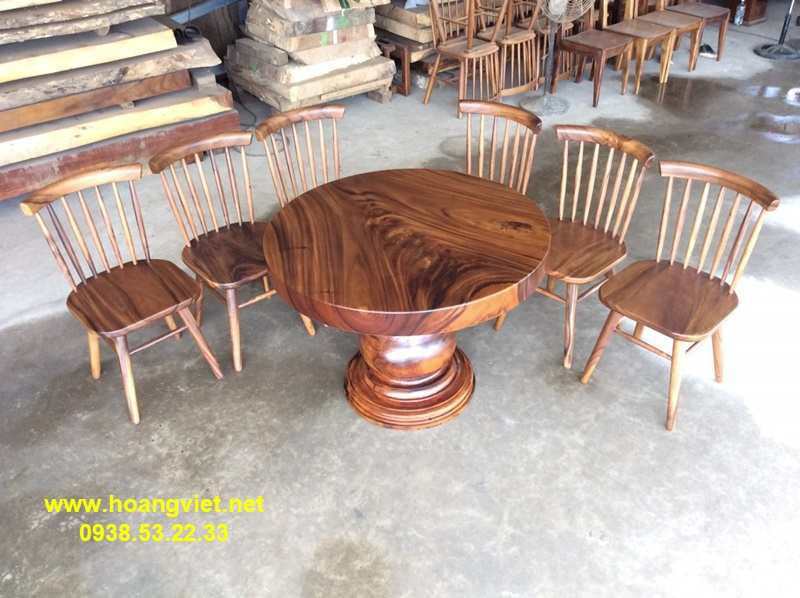 Bàn ăn tròn gỗ tự nhiên me tây 6 ghế Bàn ăn tròn gỗ tự nhiên me tây 6 ghế