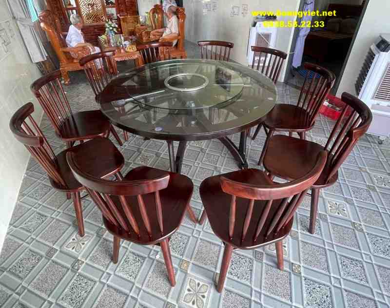 Bàn ăn tròn xoay 10 ghế đẹp Bàn ăn tròn xoay 10 ghế đẹp