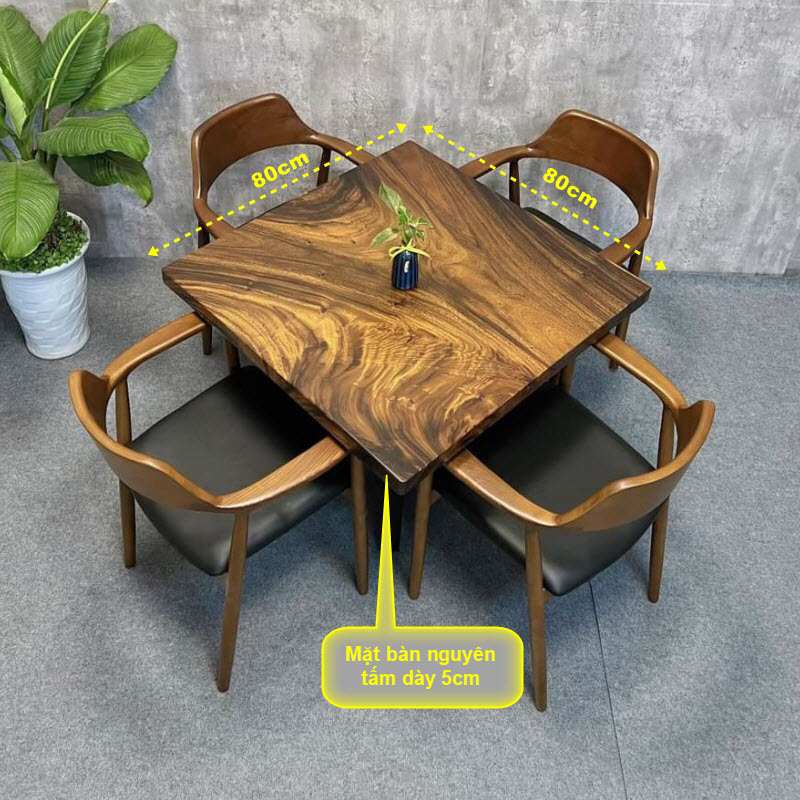 Bàn ăn vuông 4 ghế gỗ tự nhiên Bàn ăn vuông 4 ghế gỗ tự nhiên