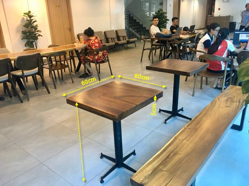 Bàn cà phê gỗ me tây vuông chân sắt Bàn cà phê gỗ me tây vuông chân sắt