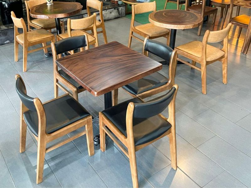 Bàn cafe vuông gỗ me tây nguyên tấm Bàn cafe vuông gỗ me tây nguyên tấm