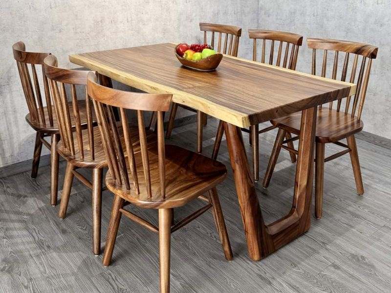 Bàn ăn gỗ me tây 6 ghế pinnstol Bàn ăn gỗ me tây 6 ghế pinnstol