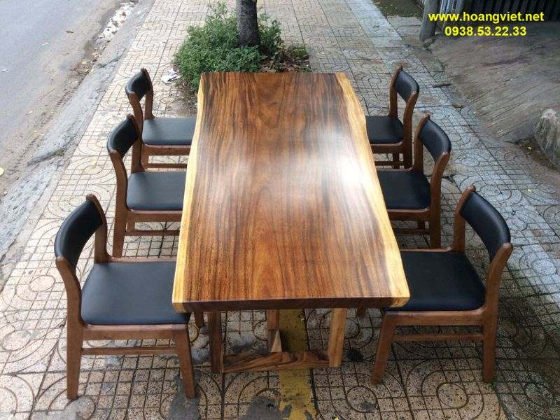 Bàn ghế ăn nguyên khối gỗ me tây 6 ghế Bàn ghế ăn nguyên khối gỗ me tây 6 ghế