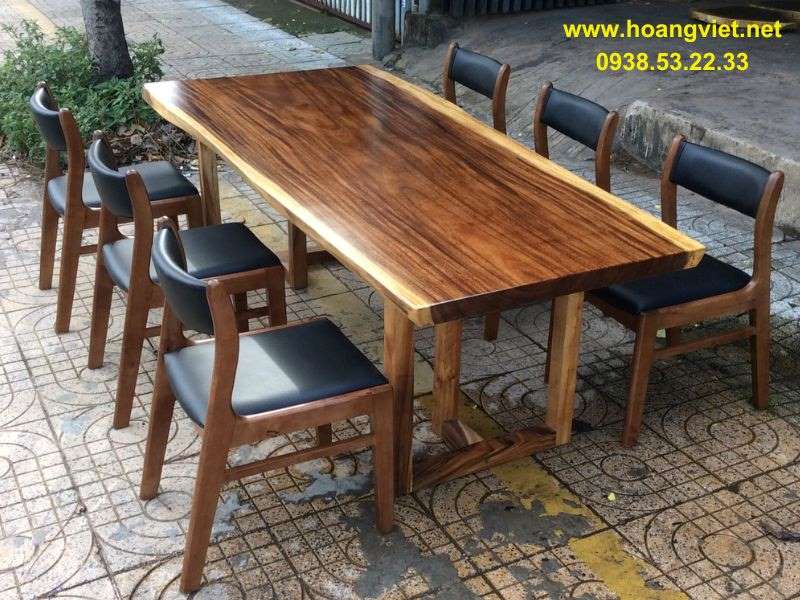 Bàn ghế ăn nguyên khối gỗ me tây 6 ghế Bàn ghế ăn nguyên khối gỗ me tây 6 ghế