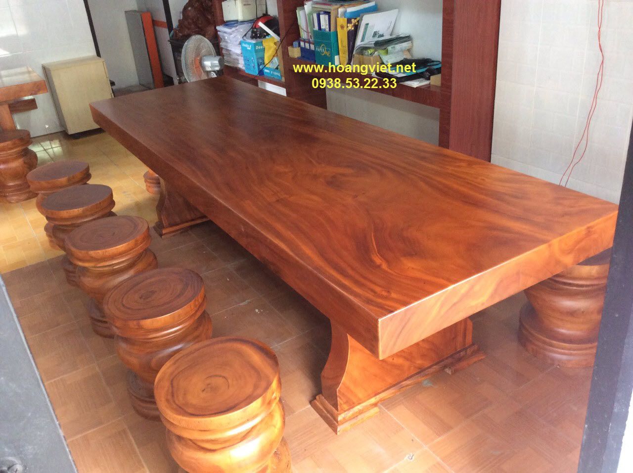 Bàn gỗ me tây 10 đôn, sơn PU màu gõ đỏ Bàn gỗ me tây 10 đôn, sơn PU màu gõ đỏ