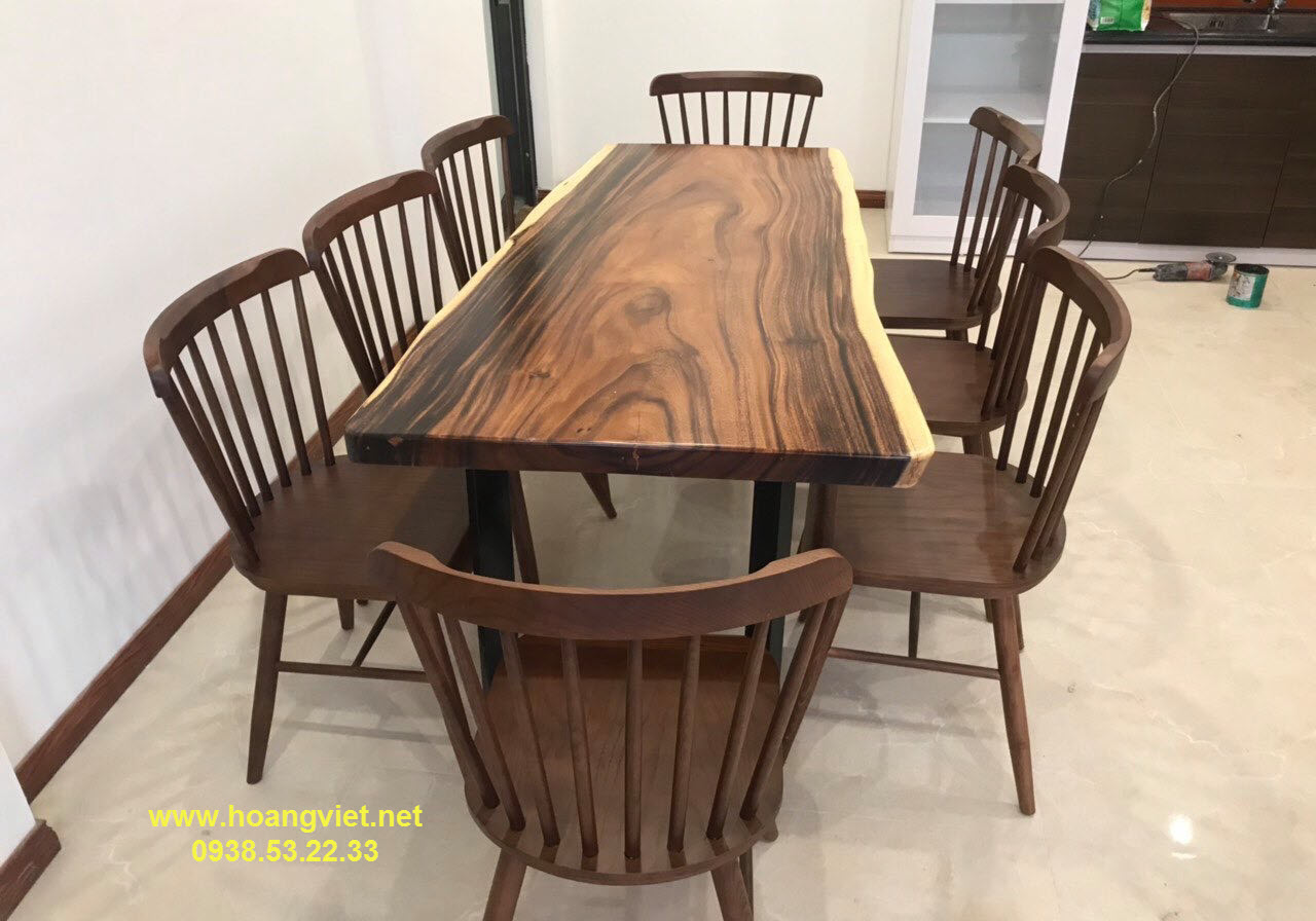 Bộ bàn ăn 8 ghế gỗ me tây giá rẻ