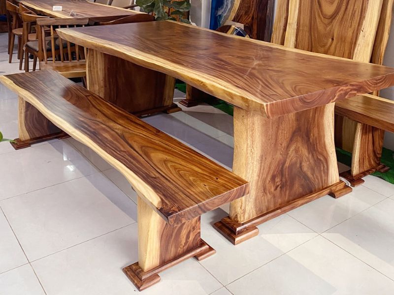 Bàn ghế k3 gỗ me tây cạnh tự nhiên Bàn ghế k3 gỗ me tây cạnh tự nhiên