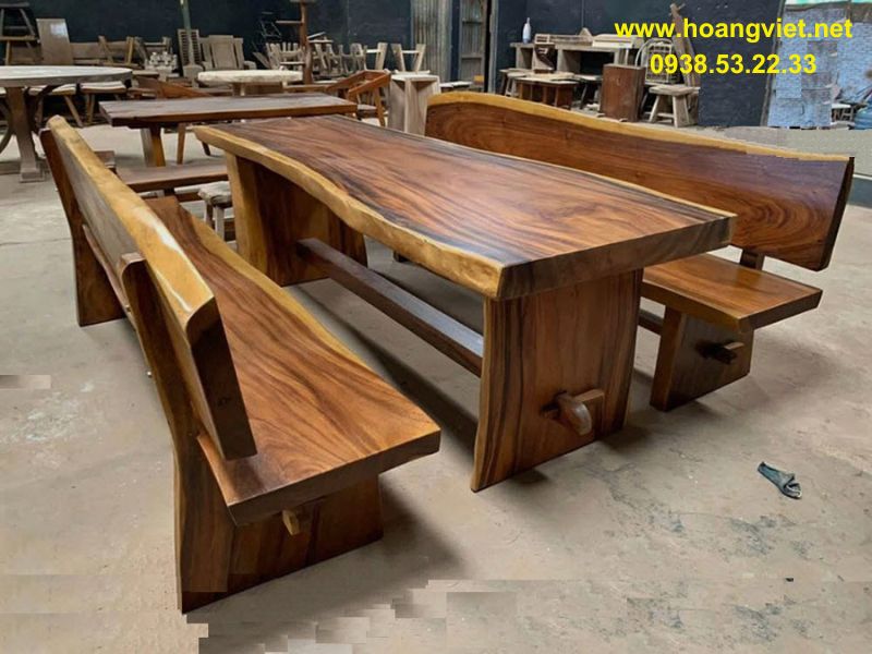 Bàn ghế k3 gỗ me tây có tựa lưng cạnh tự nhiên Bàn ghế k3 gỗ me tây có tựa lưng cạnh tự nhiên