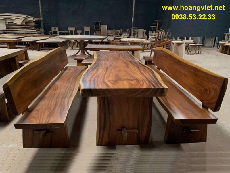 Bàn ghế k3 gỗ me tây có tựa lưng cạnh tự nhiên Bàn ghế k3 gỗ me tây có tựa lưng cạnh tự nhiên