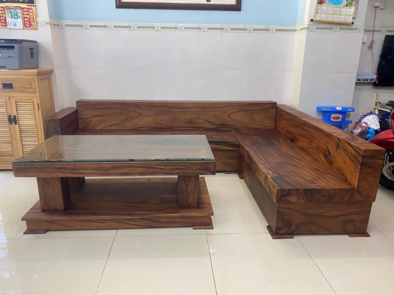 Bàn ghế gỗ nguyên khối chứ L Bàn ghế gỗ nguyên khối chứ L