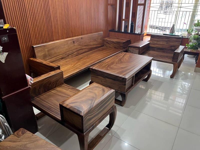 Bàn ghế sofa gỗ me tây nguyên khối phòng khách Bàn ghế sofa gỗ me tây nguyên khối phòng khách