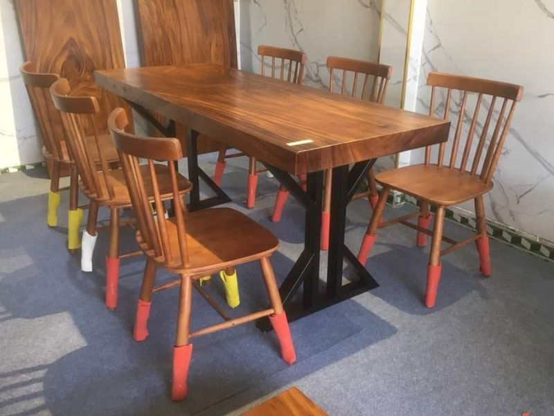 Bàn gỗ me tây 6 ghế pinnstol Bàn gỗ me tây 6 ghế pinnstol