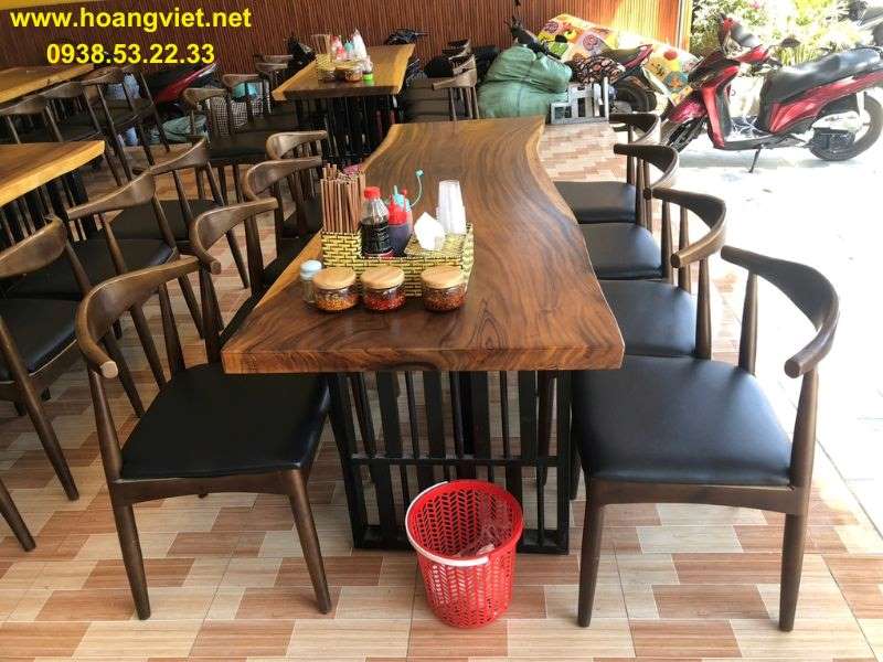 Bàn gỗ me tây nguyên tấm cho quán ăn Bàn gỗ me tây nguyên tấm cho quán ăn