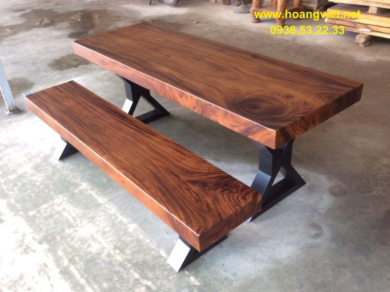 Bàn gỗ me tây ghế băng dài 2m rộng 70cm Bàn gỗ me tây ghế băng dài 2m rộng 70cm