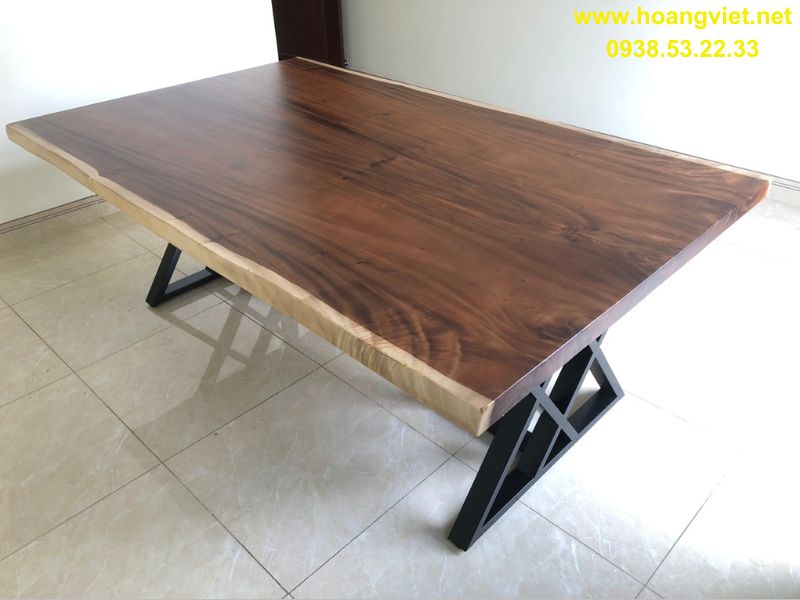 Bàn gỗ me tây ghép đối xứng 2 tấm Bàn gỗ me tây ghép đối xứng 2 tấm