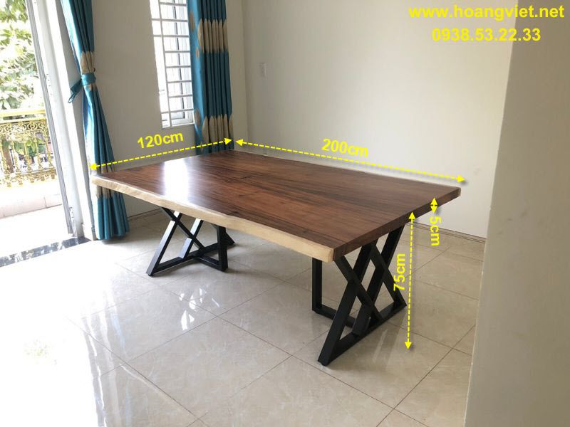 Kích thước bàn gỗ me tây ghép đối xứng 2 tấm Kích thước bàn gỗ me tây ghép đối xứng 2 tấm