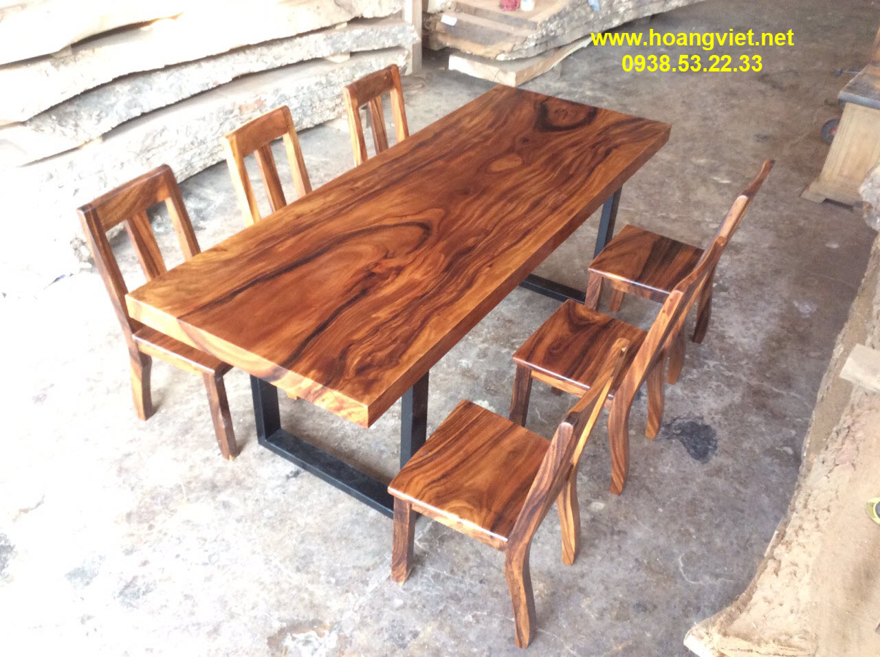 Bộ bàn ăn 6 ghế gỗ me tây  Bộ bàn ăn 6 ghế gỗ me tây