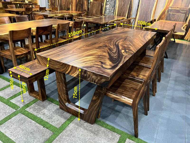 Bàn gỗ me tây nguyên khối phòng bếp Bàn gỗ me tây nguyên khối phòng bếp