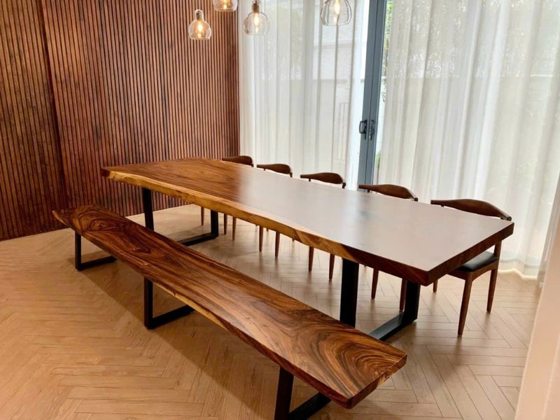 Bàn gỗ me tây nguyên tấm dài 3m rộng 90cm Bàn gỗ me tây nguyên tấm dài 3m rộng 90cm