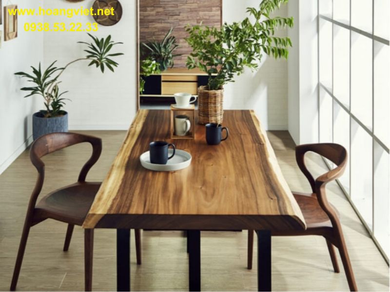 Bàn gỗ me tây nhỏ gọn 2 gế dài 1m2 Bàn gỗ me tây nhỏ gọn 2 gế dài 1m2