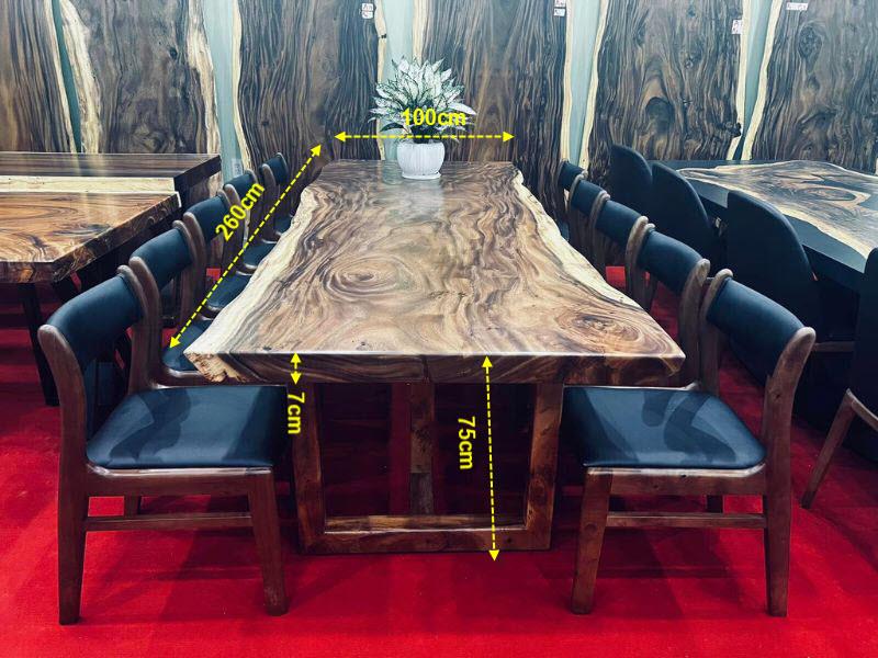 Bàn ăn gỗ me tây nguyên khối 10 ghế Bàn ăn gỗ me tây nguyên khối 10 ghế