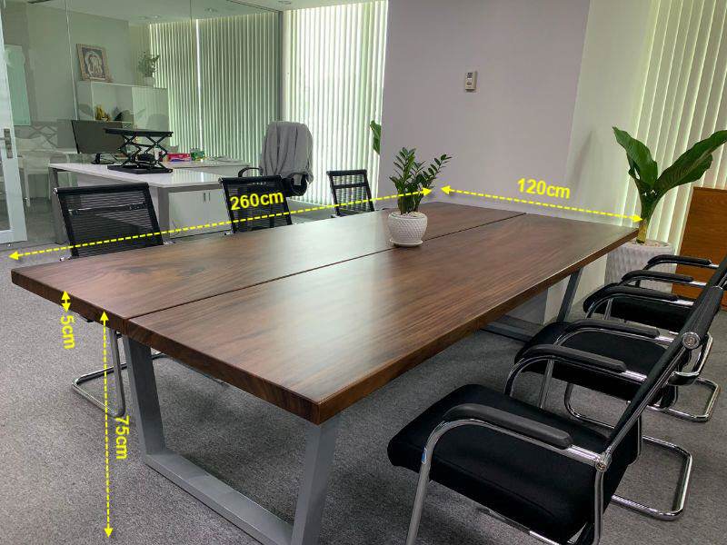 Kích thước bàn họp gỗ me tây ghép 2 tấm 6 ghế Kích thước bàn họp gỗ me tây ghép 2 tấm 6 ghế