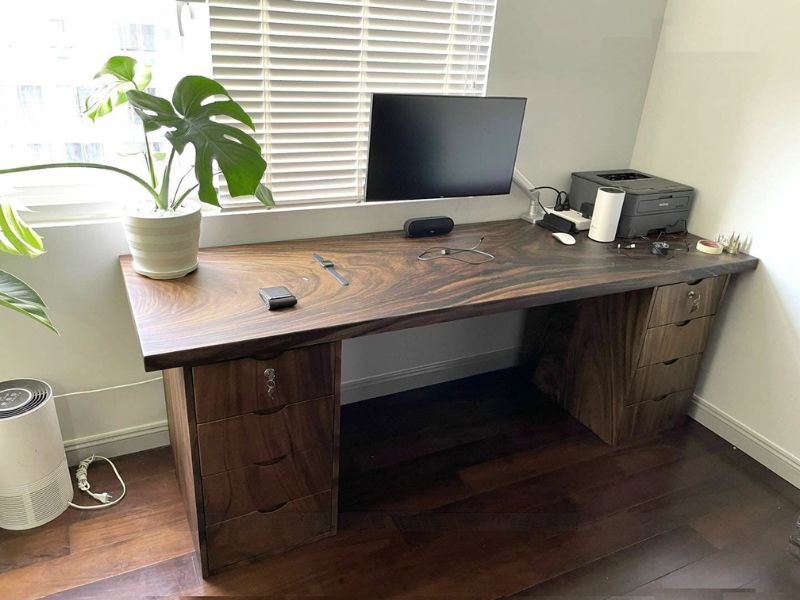 Bàn làm việc 2 hộc tủ gỗ tự nhiên Bàn làm việc 2 hộc tủ gỗ tự nhiên