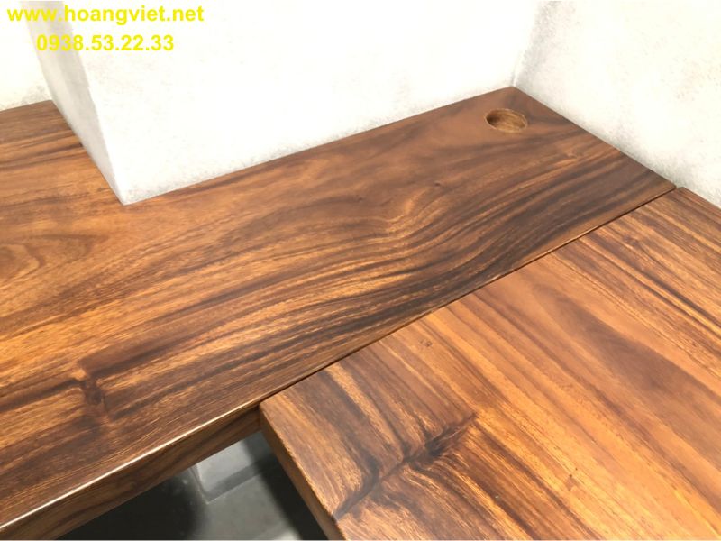 Kích thước bàn làm việc chữ L gỗ me tây nguyên tấm Kích thước bàn làm việc chữ L gỗ me tây nguyên tấm