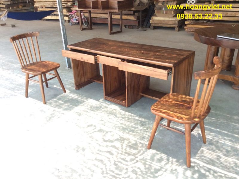 Bàn làm việc đôi gỗ tự nhiên có ngăn kéo Bàn làm việc đôi gỗ tự nhiên có ngăn kéo
