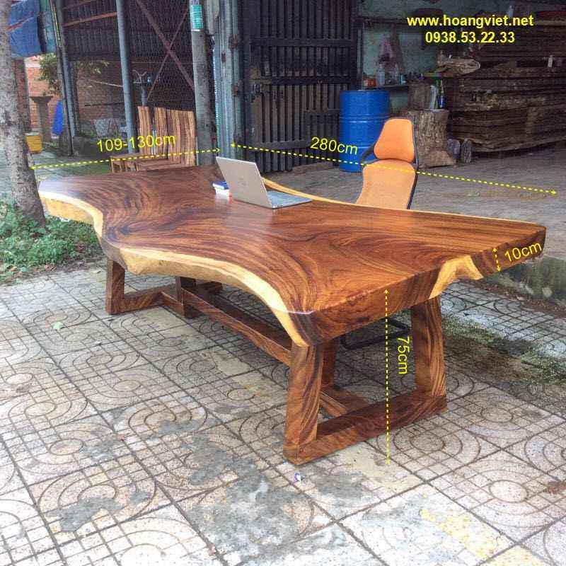 Bàn làm việc giám đốc gỗ tự nhiên nguyên tấm Bàn làm việc giám đốc gỗ tự nhiên nguyên tấm