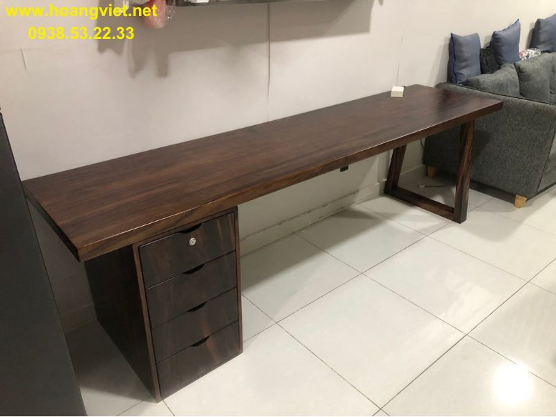 Bàn làm việc gỗ me tây có hộc tủ Bàn làm việc gỗ me tây có hộc tủ