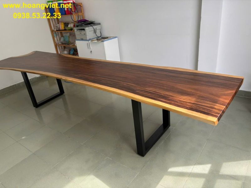 Bàn làm việc gỗ me tây nguyên tấm dài 3m6 Bàn làm việc gỗ me tây nguyên tấm dài 3m6