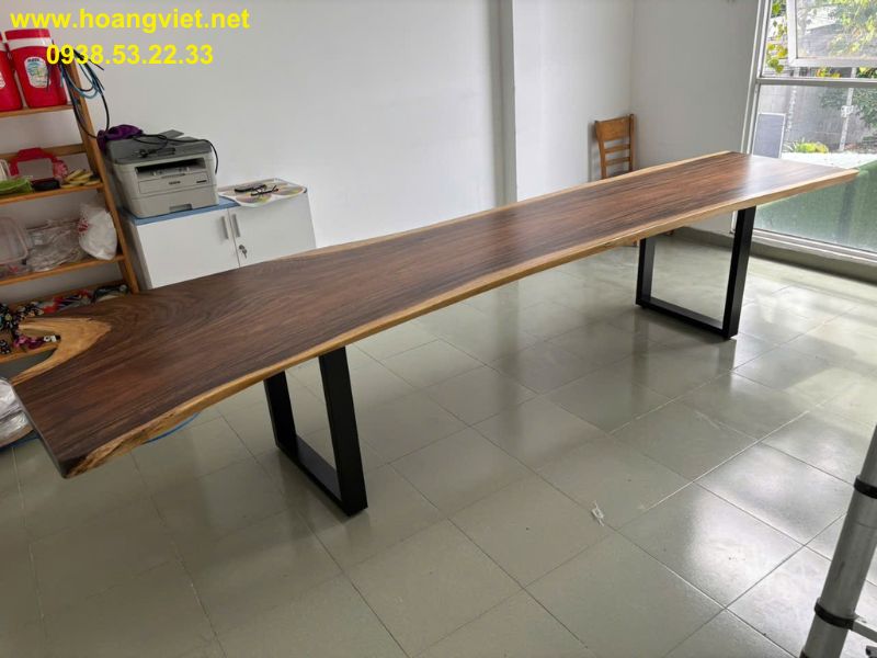 Bàn làm việc gỗ me tây nguyên tấm dài 3m6 Bàn làm việc gỗ me tây nguyên tấm dài 3m6
