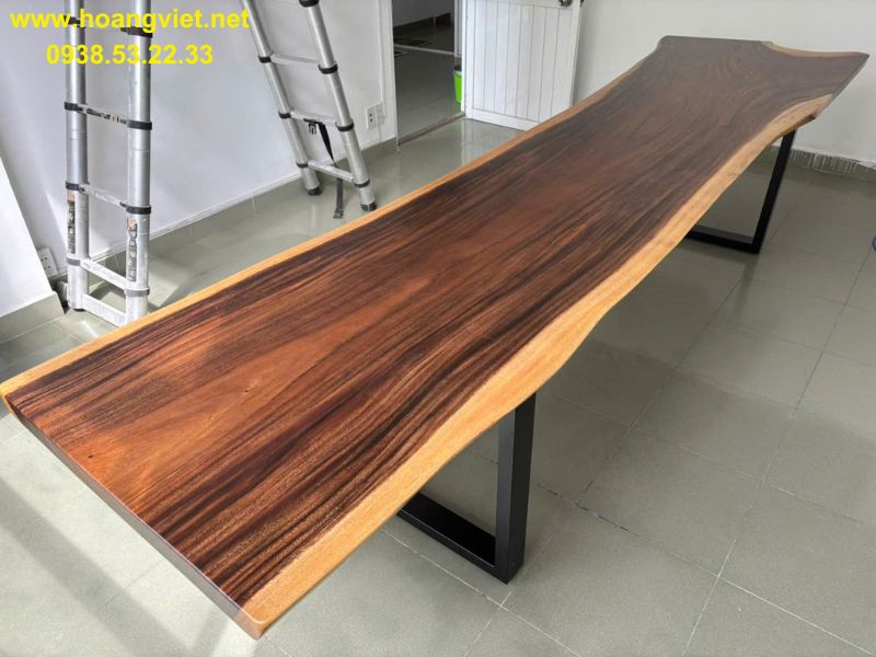 Bàn làm việc gỗ me tây nguyên tấm dài 3m6 Bàn làm việc gỗ me tây nguyên tấm dài 3m6