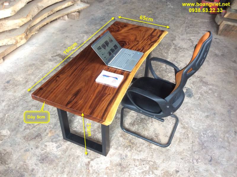 Bàn làm việc gỗ me tây nguyên tấm Bàn làm việc gỗ me tây nguyên tấm