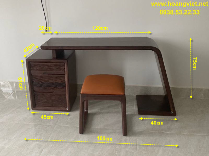 Kích thước bàn làm việc, bàn trang điểm gỗ óc chó. Kích thước bàn làm việc, bàn trang điểm gỗ óc chó.