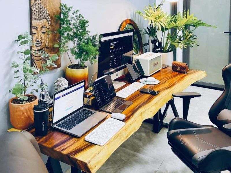 Bàn làm việc máy tính gỗ tự nhiên nguyên tấm Bàn làm việc máy tính gỗ tự nhiên nguyên tấm