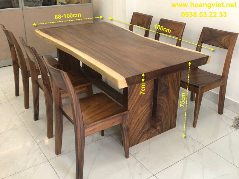 Kích thước bàn gỗ me tây nguyên khối 6 ghế  Kích thước bàn gỗ me tây nguyên khối 6 ghế