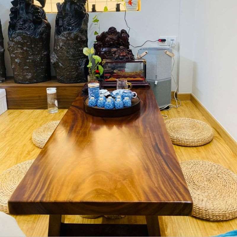 Bàn trà sofa ngồi bệt gỗ me tây dạng chữ nhật Bàn trà sofa ngồi bệt gỗ me tây dạng chữ nhật