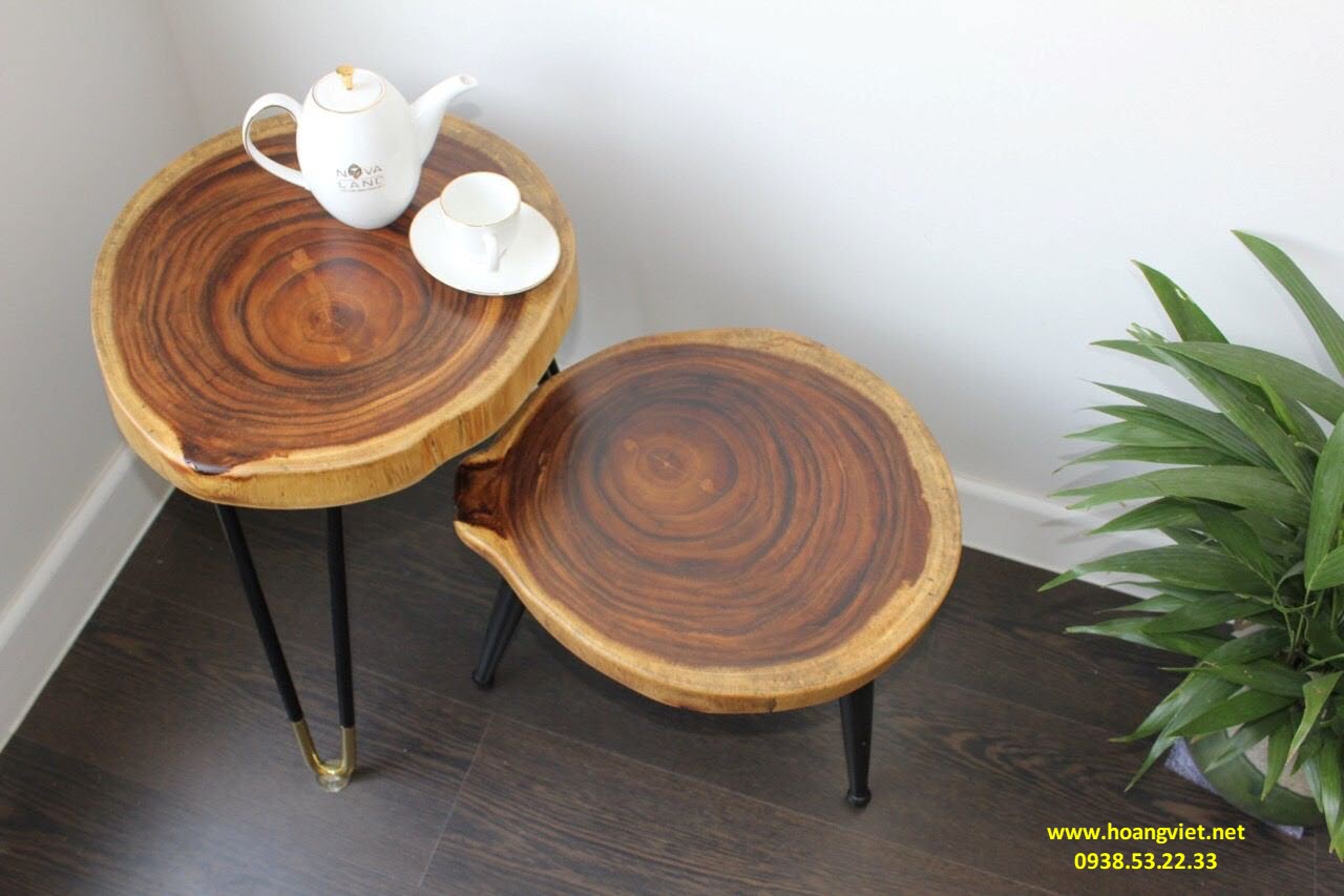 Bàn trà, bàn sofa đôi bằng gỗ me tây nguyên khối  Bàn trà, bàn sofa đôi bằng gỗ me tây nguyên khối