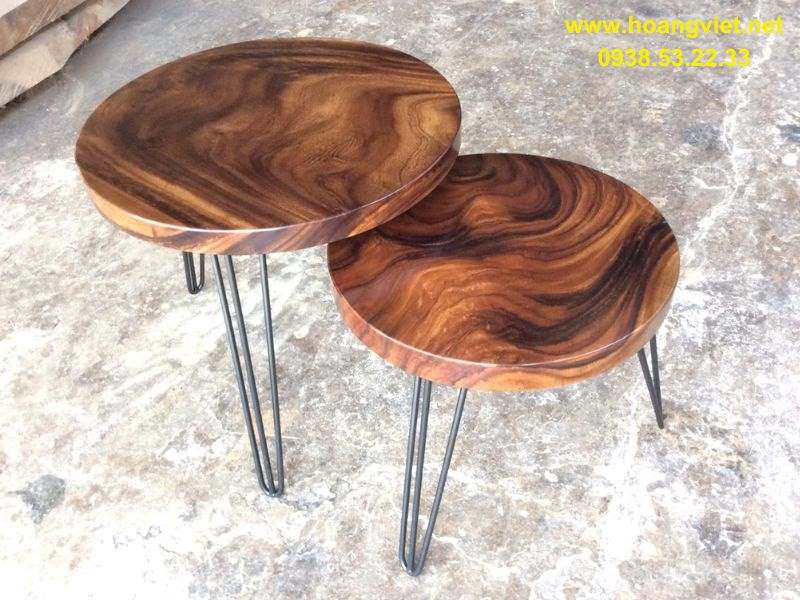 Bàn trà đôi tròn gỗ me tây Bàn trà đôi tròn gỗ me tây