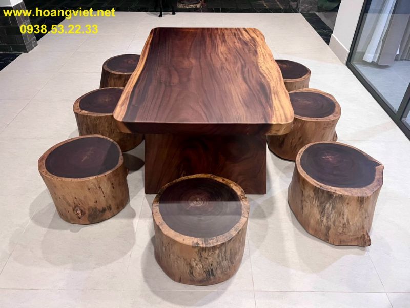 Bàn trà gỗ me tây nguyên tấm Bàn trà gỗ me tây nguyên tấm