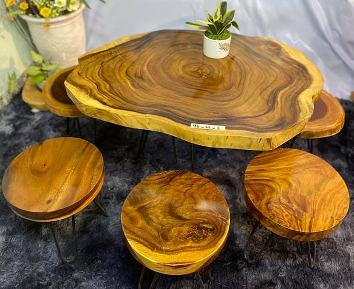 Bàn trà gỗ tròn nguyên khối Bàn trà gỗ tròn nguyên khối