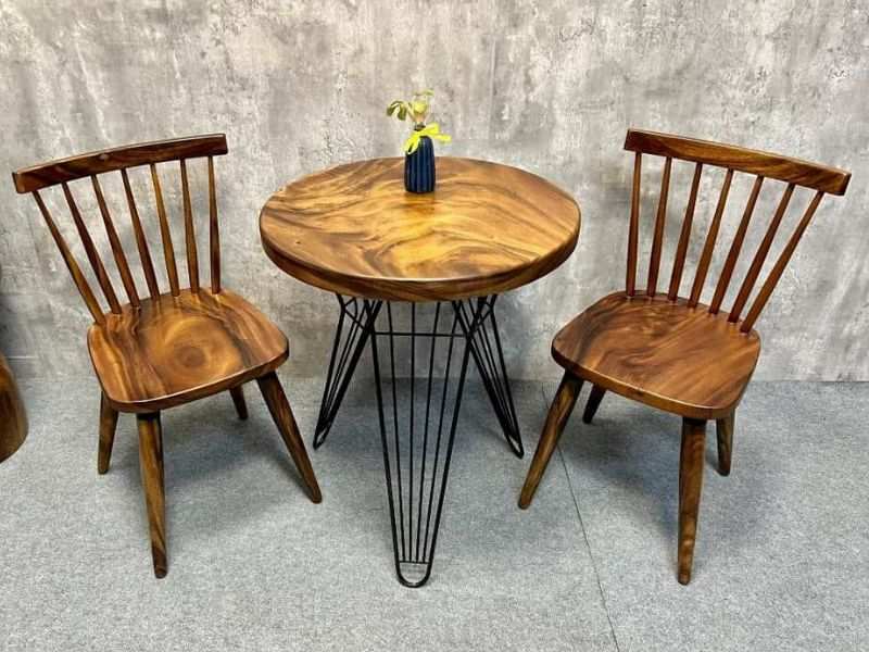 Bàn trà phòng ngủ 2 ghế gỗ me tây Bàn trà phòng ngủ 2 ghế gỗ me tây