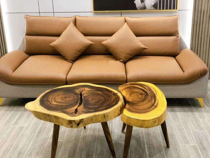 Bàn trà sofa đôi gỗ me tây Bàn trà sofa đôi gỗ me tây