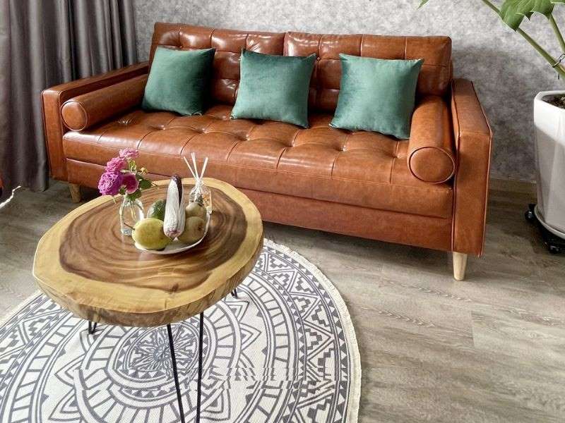 Bàn trà sofa gỗ me tây chân sắt hairpin Bàn trà sofa gỗ me tây chân sắt hairpin